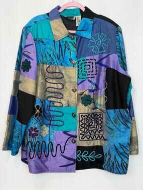 Maggie Barnes 2X Art to Wear Patchwork Embroidered Jacket"